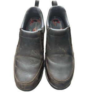 Duluth Trading Co Brown Loafers Slip-Ons Leather Upper size 12 slip resistant